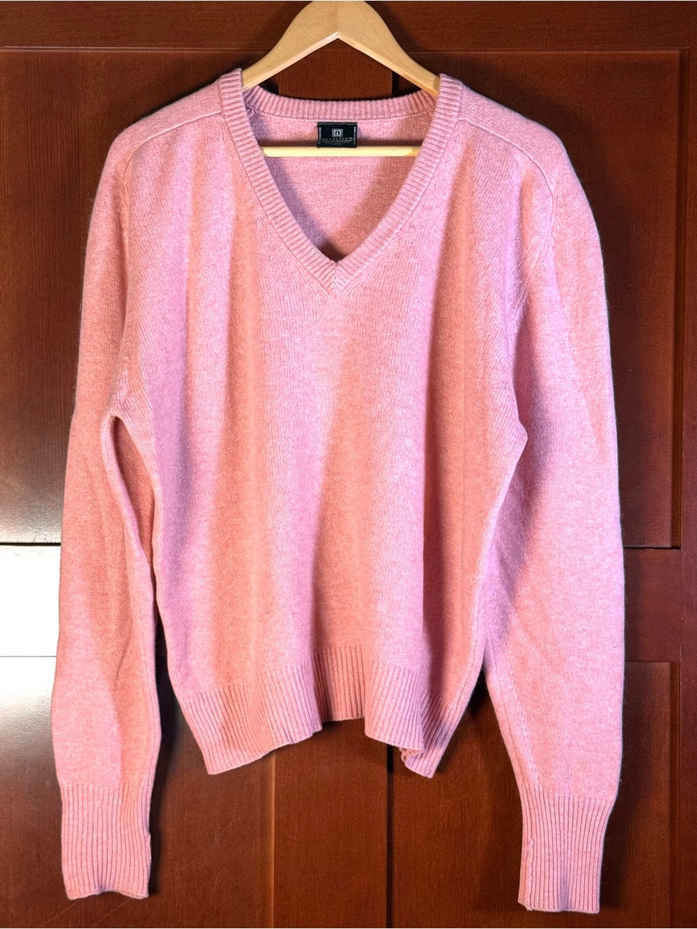 Nordstrom 100% Cashmere Pink V-Neck Sweater Women's Large Quiet Luxury
